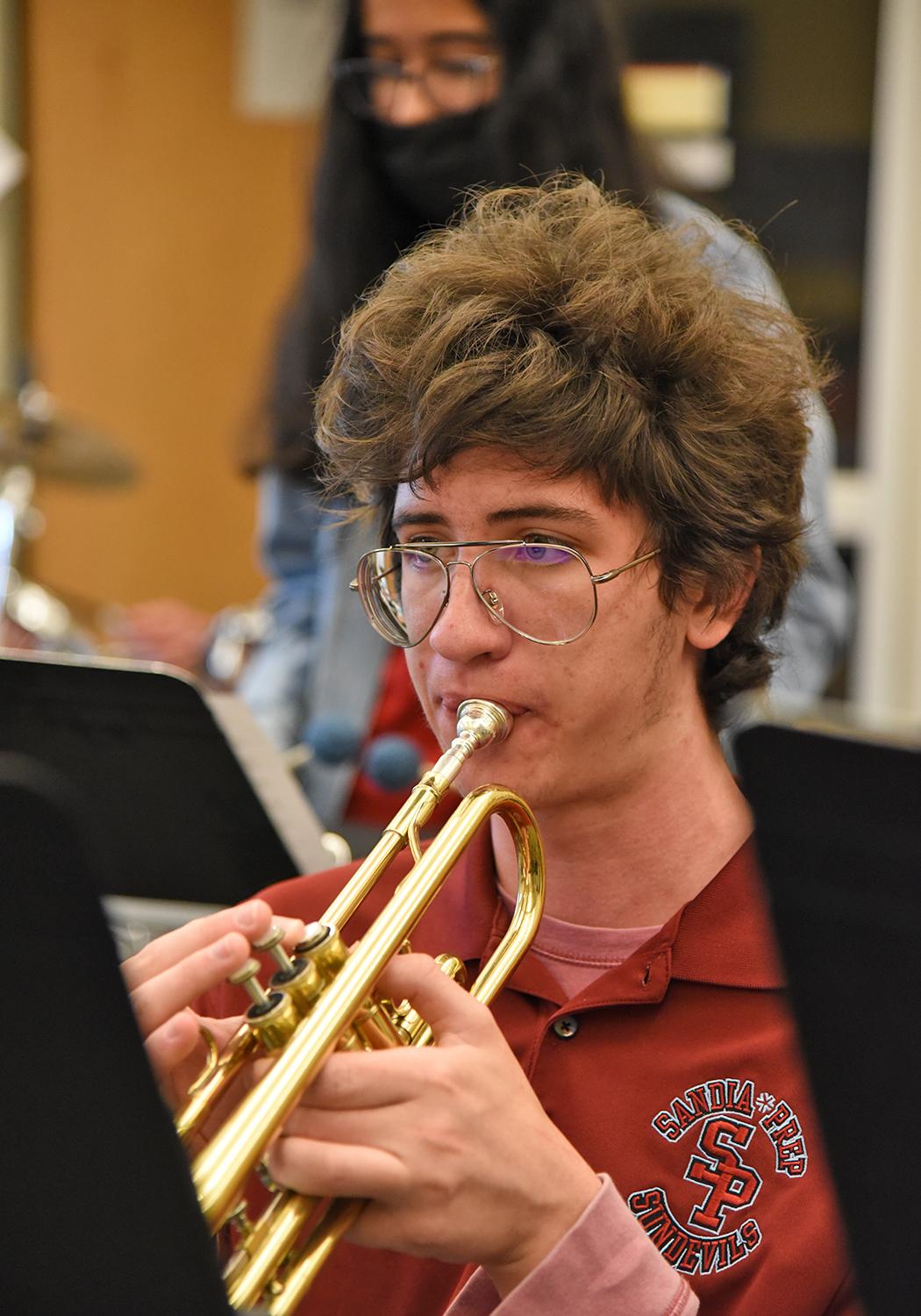 Jazz student plays instrument