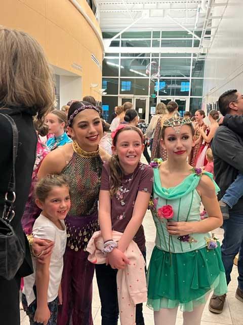 Sandia Prep dancers pose with visiting students.