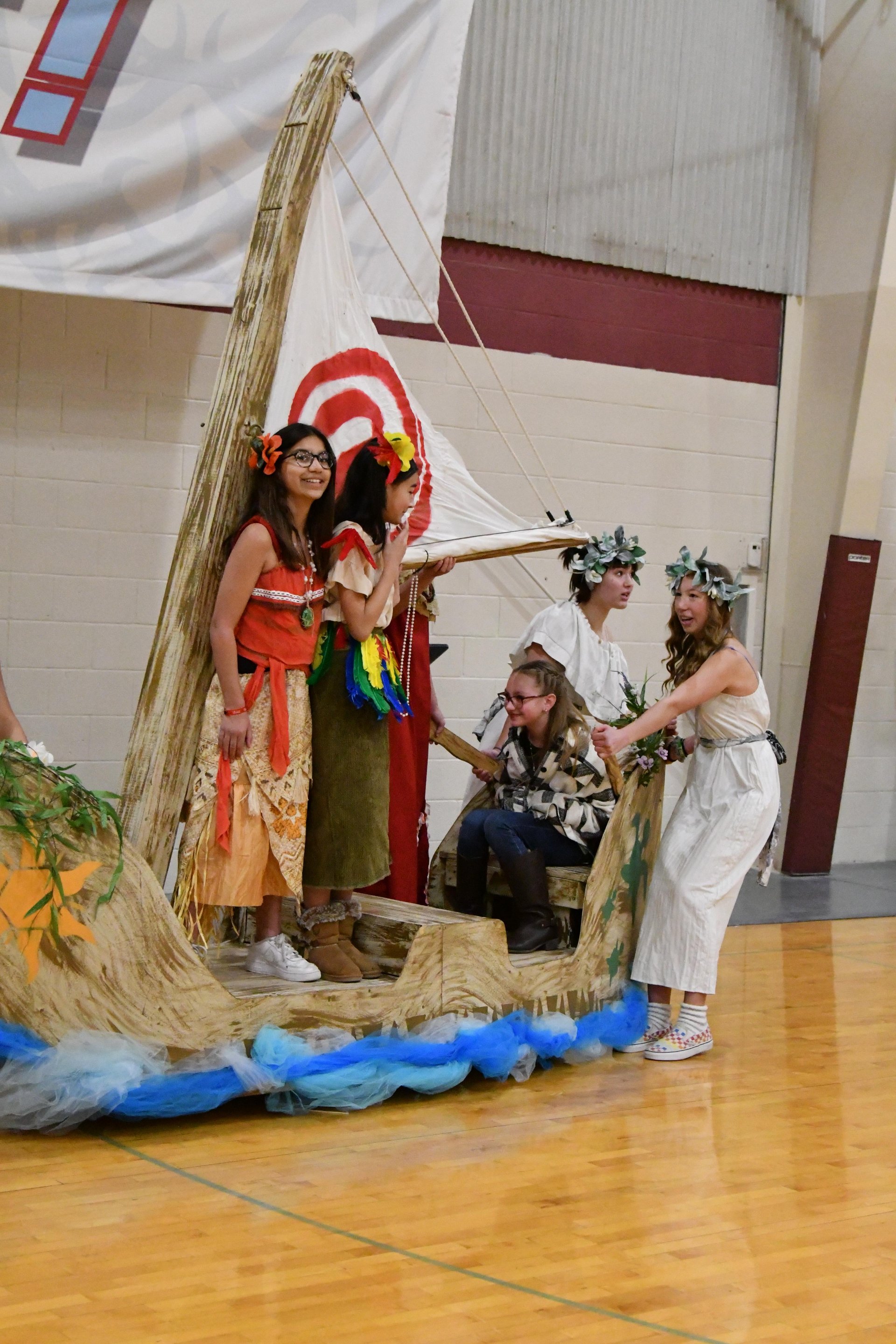 Moana cast members sail into all-school assembly for Wish Kid presentation