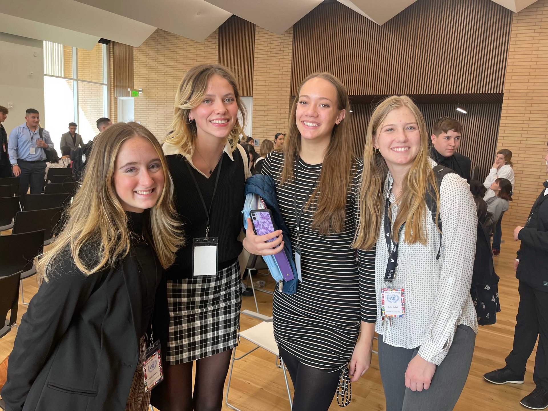 Lauren Staples, Cedar McCall and two other Prep students at Spanish Model UN