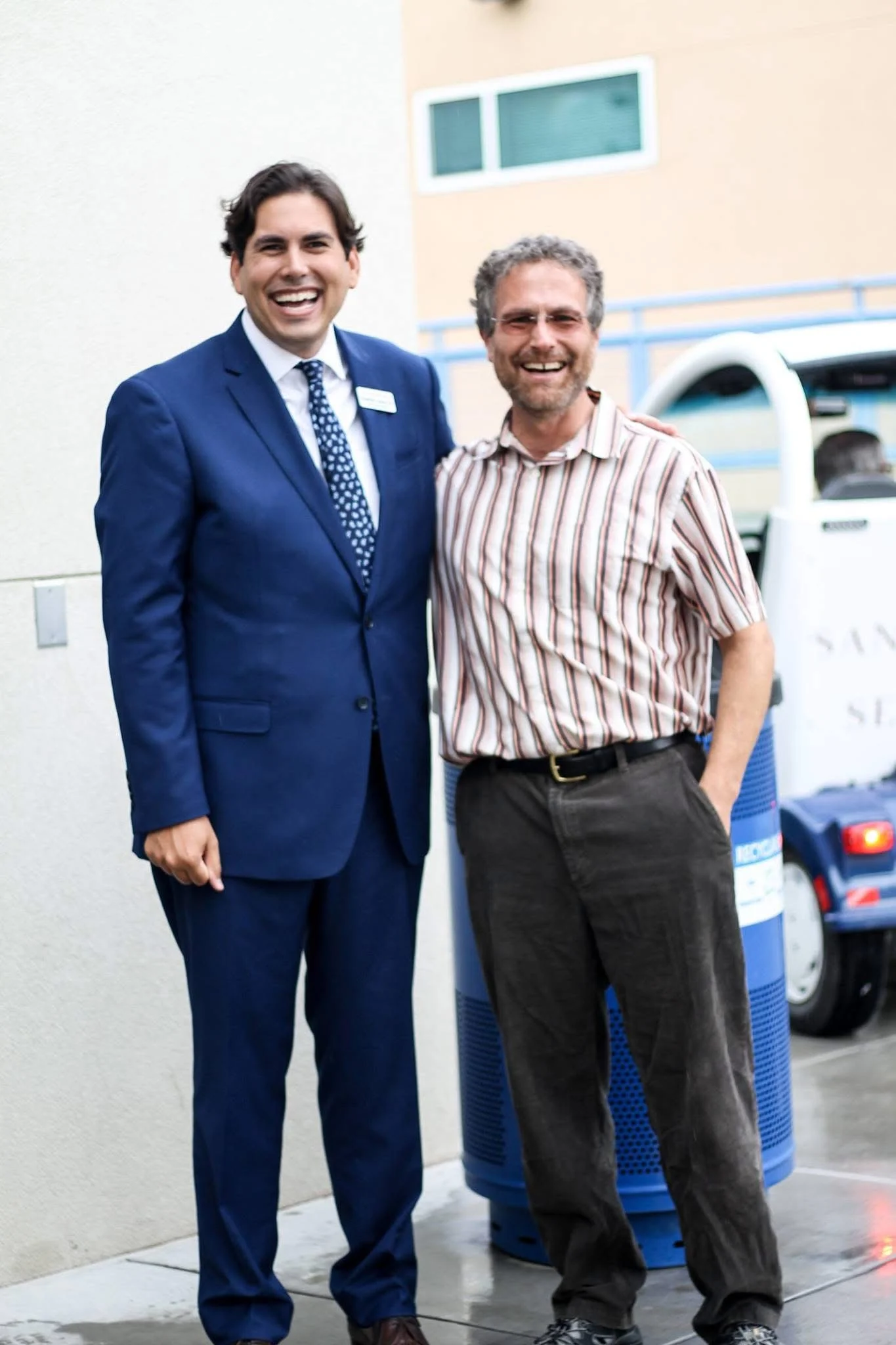 Dr. Chuck Buxbaum with his former student and trustee Dominic Serna '01.
