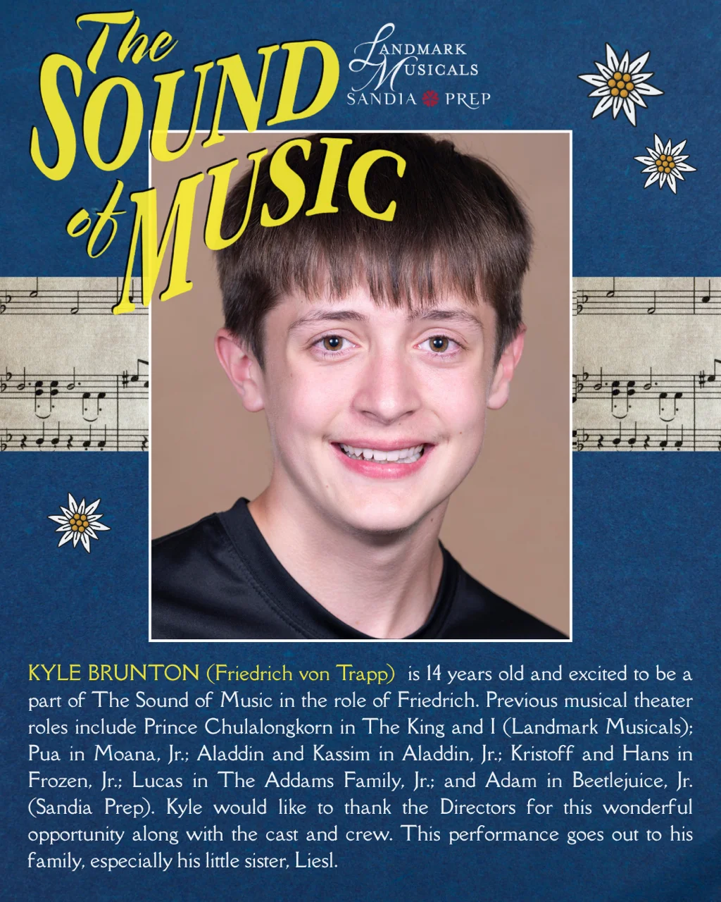 Sandia Prep student Kyle Brunton, Friedrich von Trapp