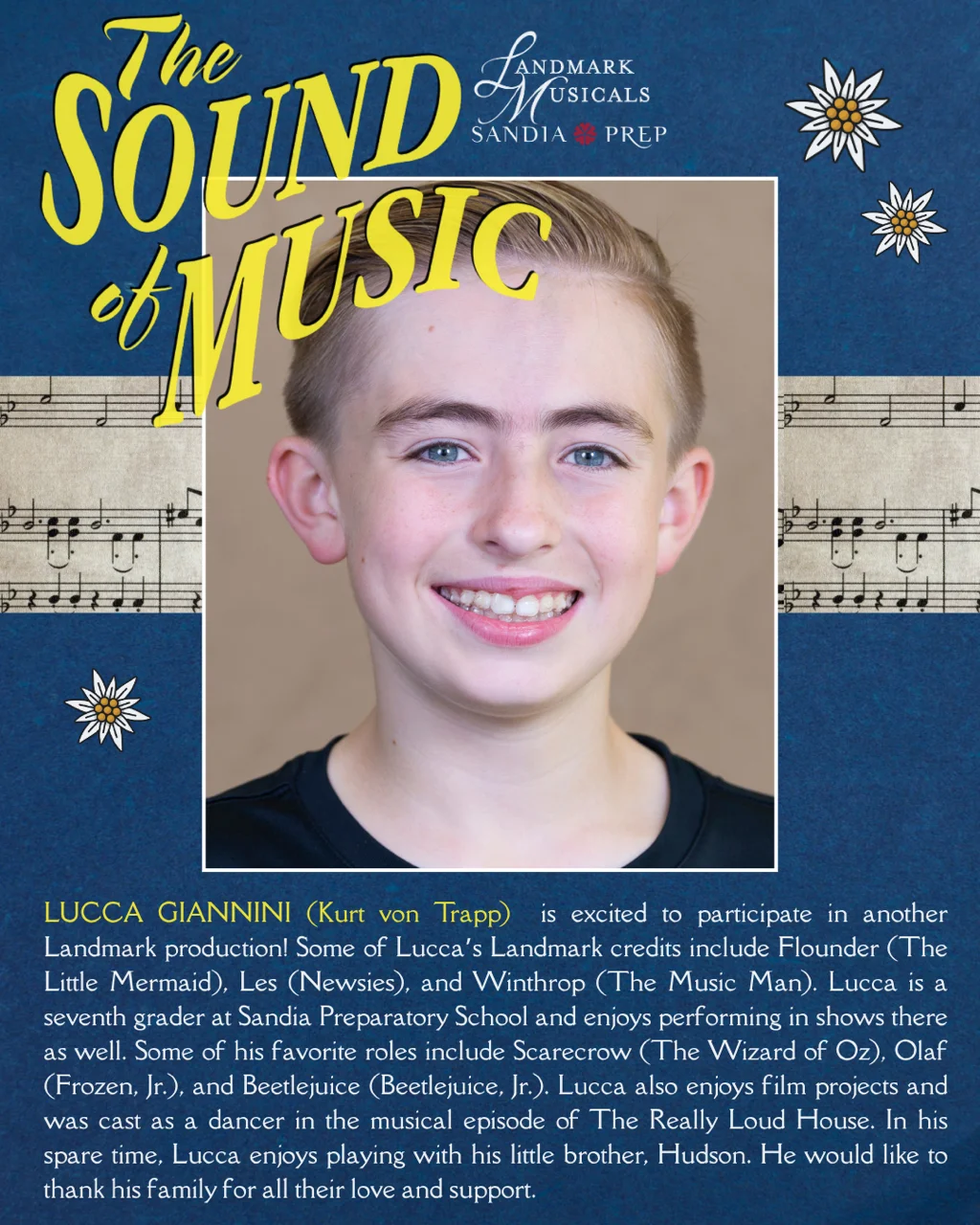 Sandia Prep student Lucca Giannini, Kurt von Trapp