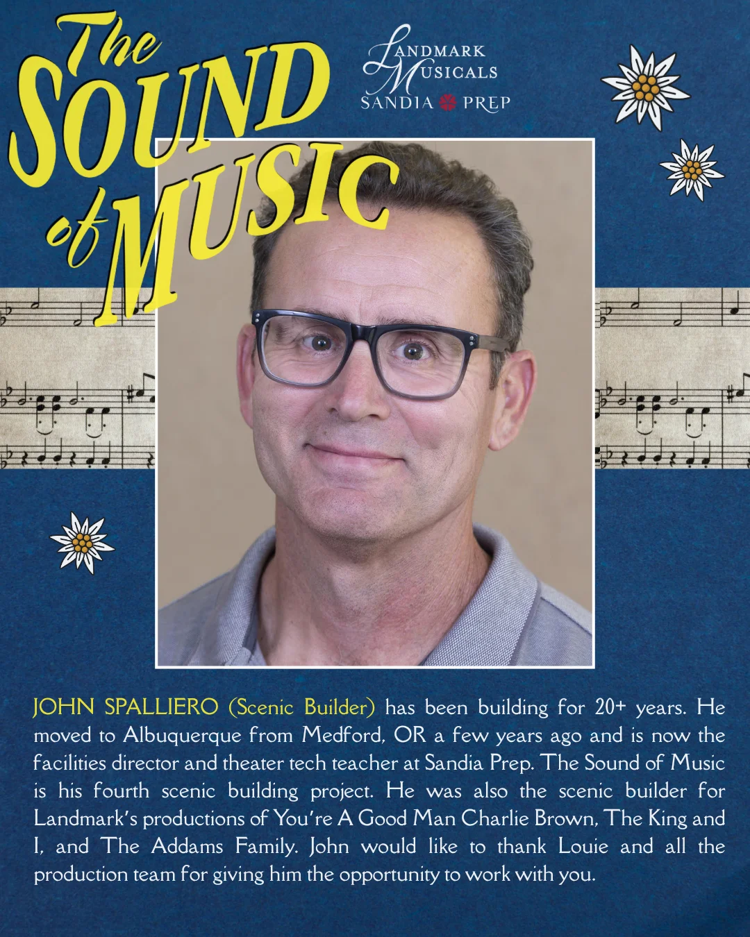 Sandia Prep staff member John Spalliero, scenic builder